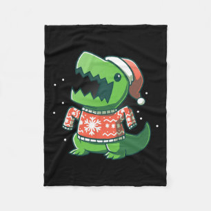 T-rex Christmas Fun Dinosaur Ugly Saurus  Fleece Blanket