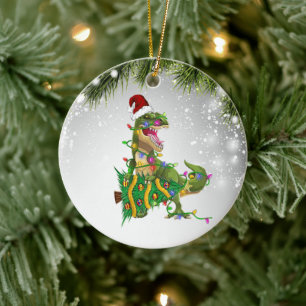 T-Rex Christmas Gift For T-Rex Lover Adult Kid Ceramic Ornament