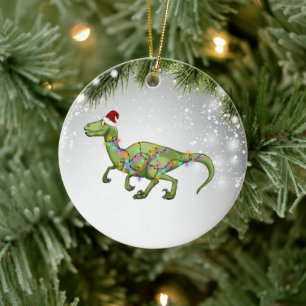 T-Rex Christmas Gift For T-Rex Lover Adult Kid Ceramic Ornament