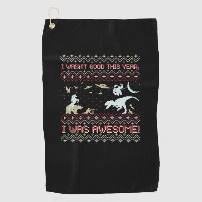 T-Rex Christmas   Golf Towel (Front)