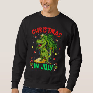 T Rex Christmas In July Dinosaur Boys Kids Summer  Sweatshirt