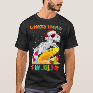 T Rex Christmas In July  For Boys Toddler Kids Din T-Shirt