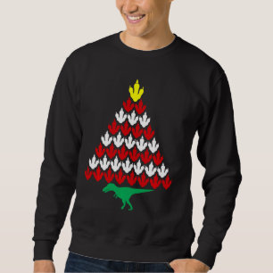 T Rex Christmas Tree Dinosaur Paw Prints Merry Rex Sweatshirt