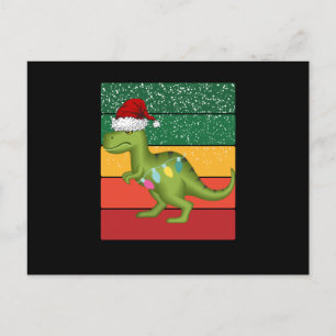 t-rex christmas tree postcard