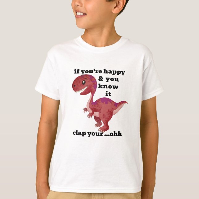 T-Rex Clap Your Hands Humour Funny T-shirt Design (Front)