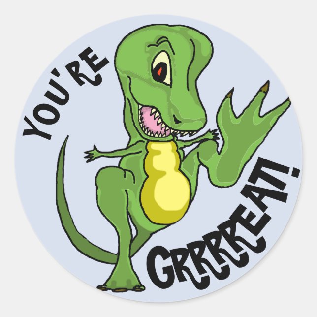T-Rex Classic Round Sticker (Front)