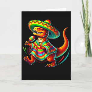 T-rex dancing maracas cinco de mayo mexican card