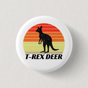 T-Rex Deer Tyrannosaurus Kangaroo - Retro Sunset 3 Cm Round Badge