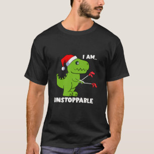 T Rex Dino Christmas Pajama Funny I Am Unstoppable T-Shirt
