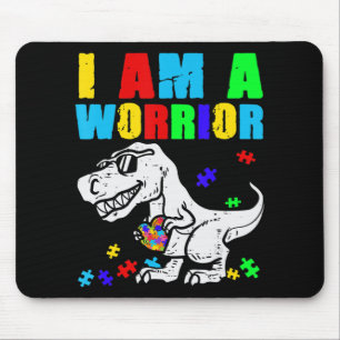 T Rex Dino I Am A Warrior Autism Autism Awareness Mouse Pad