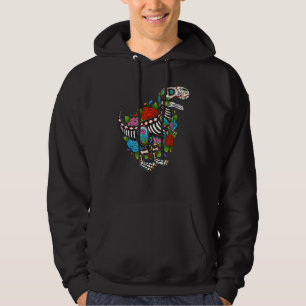 T Rex Dino Sugar Skull Mexico Calavera Dia De Los Hoodie