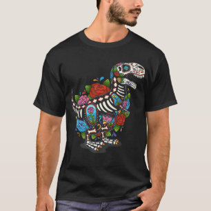 T Rex Dino Sugar Skull Mexico Calavera T-Shirt