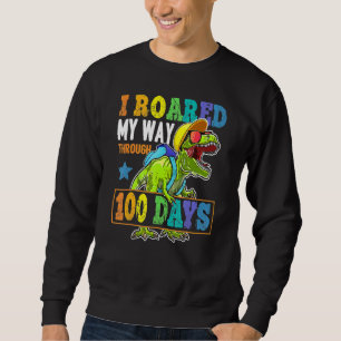 T Rex Dinosaur 100 Days Of School Boys Kids 100th  Sweatshirt