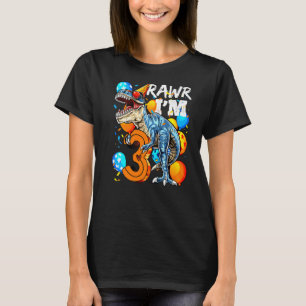 T rex Dinosaur 3rd Birthday Party 3rd Birthday Boy T-Shirt