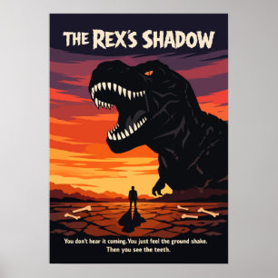 T-Rex Dinosaur Art Sunset Poster