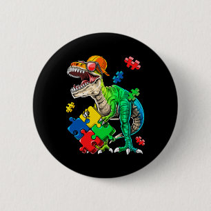 T Rex Dinosaur Autism Awareness Puzzle Piece Gift 6 Cm Round Badge