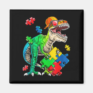 T Rex Dinosaur Autism Awareness Puzzle Piece Gifts Magnet