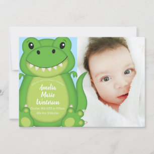 T-Rex Dinosaur Baby Shower Blue Invitation