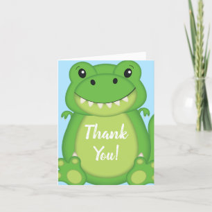 T-Rex Dinosaur Baby Shower Blue Thank You Card