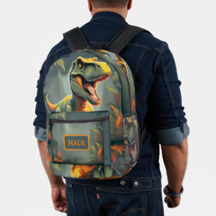 T-Rex Dinosaur Backpack Grey and Orange