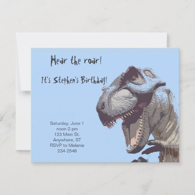 T-Rex Dinosaur Birthday Invitation (Front)