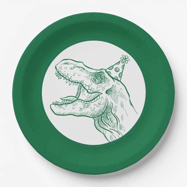 T-Rex Dinosaur Birthday  Paper Plate (Front)