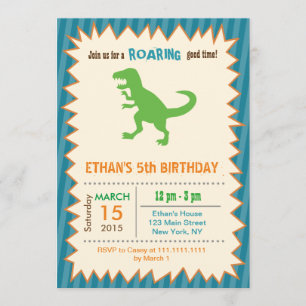 T Rex Dinosaur Birthday Party Invitations