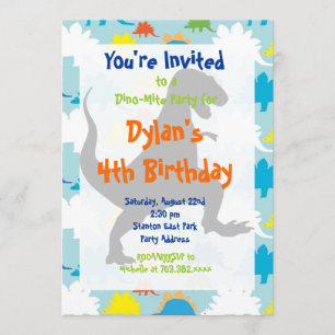 T Rex Dinosaur Birthday Party Invitations