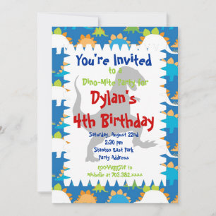 T Rex Dinosaur Birthday Party Invitations