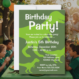 T-Rex dinosaur birthday party invitations for kids