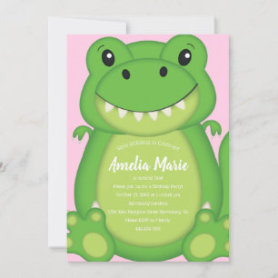 T-Rex Dinosaur Birthday Party Pink Invitation