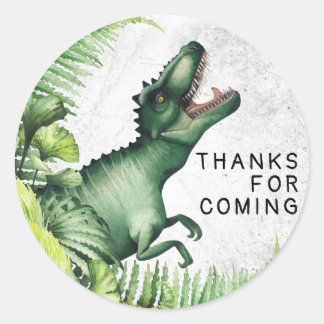 T-Rex Dinosaur Birthday Party Thank You Classic Round Sticker
