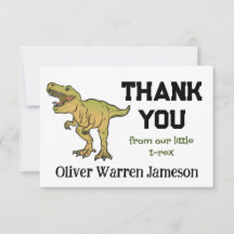 T-REX Dinosaur Boy's Any Age Birthday Thank You
