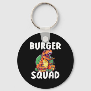 T-rex Dinosaur Burger Squad Hamburger Lovers Funny Key Ring