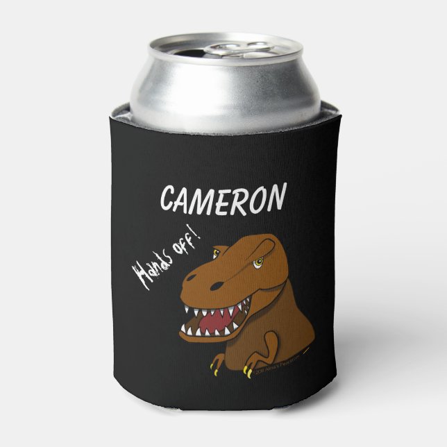 T-rex Dinosaur Can Cooler Personalised Name Kids (Can Front)