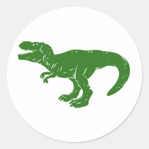 T rex dinosaur - Choose background color Classic Round Sticker