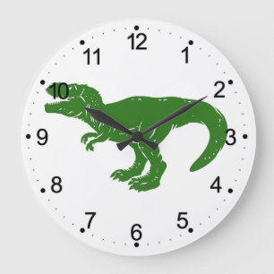 T rex dinosaur - Choose background color Large Clock