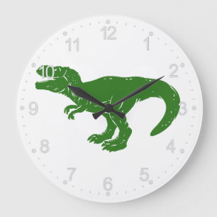T rex dinosaur - Choose background colour Large Clock