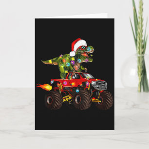 T-rex Dinosaur Christmas Monster Truck For Kids Bo Card