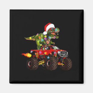 T-rex Dinosaur Christmas Monster Truck For Kids Bo Magnet