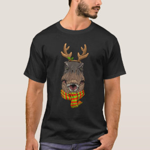 T Rex Dinosaur Christmas Santa Clause Reindeer Xma T-Shirt
