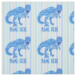 T-Rex Dinosaur Colourful Prehistoric Stripes Fabric