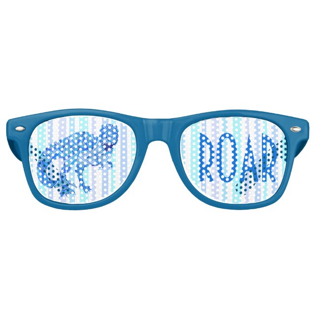 T-Rex Dinosaur Colourful Prehistoric Stripes Retro Sunglasses (Front)