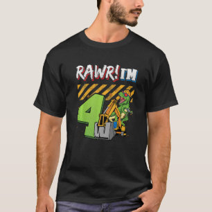 T Rex Dinosaur Construction Hat Excavator 4th Birt T-Shirt