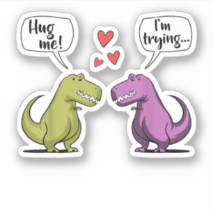 T-Rex Dinosaur Couple Hug Me Valentines Day Funny