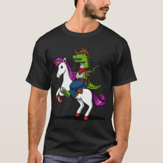 T-Rex Dinosaur Cowboy Riding Unicorn T-Shirt