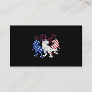 T Rex Dinosaur Cute US Flag 4th of July Outfit For Business Card