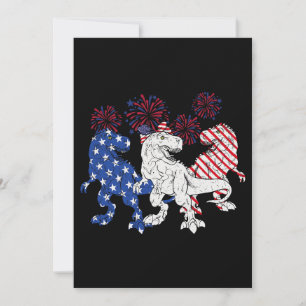 T Rex Dinosaur Cute US Flag 4th of July Outfit For Invitation