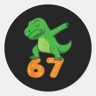 T-rex Dinosaur Dabbing 67 Meme Six Seven Funny  Classic Round Sticker