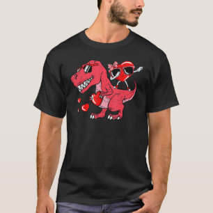 T Rex Dinosaur Dabbing Heart Cute Valentines Day B T-Shirt